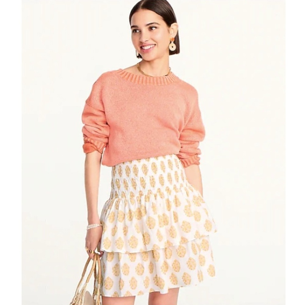 J. Crew Smocked Floral Block Print Mini Skirt